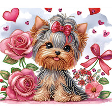 Lade das Bild in den Galerie-Viewer, Blumen-Yorkshire-Terrier-Teil-Special Diamond Painting-35x30cm
