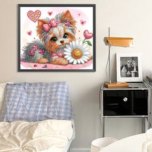 Lade das Bild in den Galerie-Viewer, Blumen-Yorkshire-Terrier-Teil-Special Diamond Painting-35x30cm
