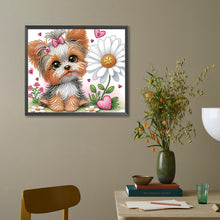 Lade das Bild in den Galerie-Viewer, Blumen-Yorkshire-Terrier-Teil-Special Diamond Painting-35x30cm
