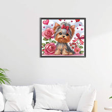 Lade das Bild in den Galerie-Viewer, Blumen-Yorkshire-Terrier-Teil-Special Diamond Painting-35x30cm
