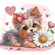 Lade das Bild in den Galerie-Viewer, Blumen-Yorkshire-Terrier-Teil-Special Diamond Painting-35x30cm
