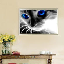 Lade das Bild in den Galerie-Viewer, Blauäugige Katze - voller runder Diamant - 40x30cm
