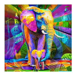 Elefant - voller runder Diamant - 30x30cm