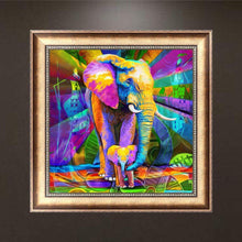 Lade das Bild in den Galerie-Viewer, Elefant - voller runder Diamant - 30x30cm
