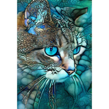 Lade das Bild in den Galerie-Viewer, Blaue Katze-Rund/Quadrat Diamond Painting
