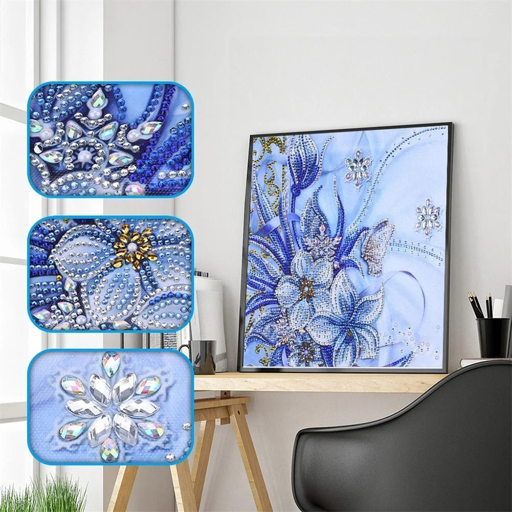 Syntego 5D DIY Diamantmalerei Set – Floraler Tischdekoration Mit Strasssteinen, Inkl. Acrylplatte & Werkzeug