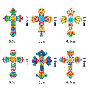 6 x doppelseitiger Kreuz-Schlüsselanhänger