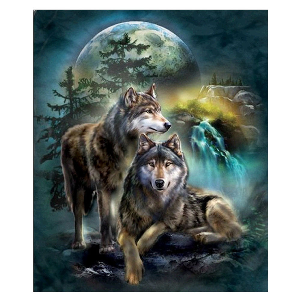 Wolf - runder runder Diamant - 30x35cm