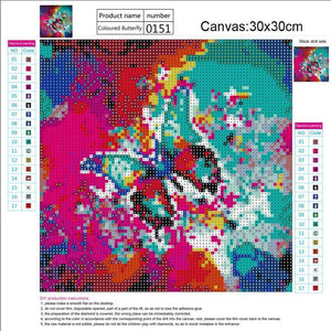 Schmetterling - voller runder Diamant - 30x30cm