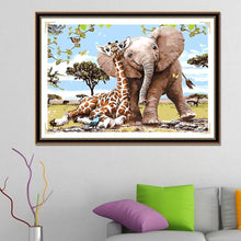 Lade das Bild in den Galerie-Viewer, Giraffe Elefant - voller runder Diamant - 30x35cm
