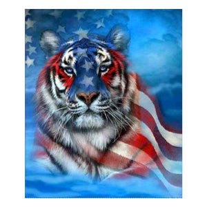 Die uns Flagge Tiger - voller runder Diamant - 30x35cm