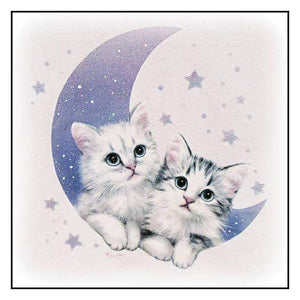 Süße Katzen Mond - volle Runde Diamant - 25x25cm