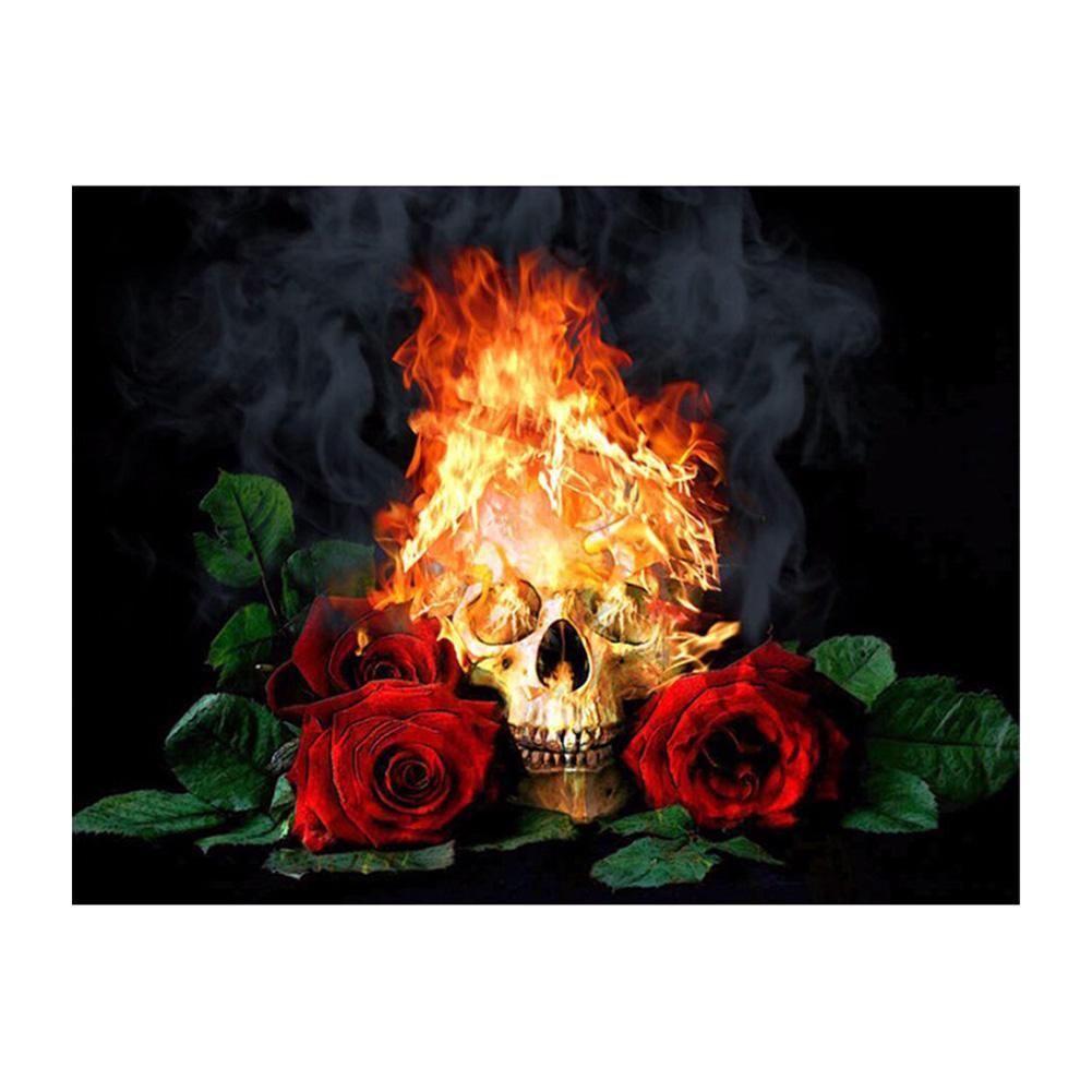 Feuer rose - voller runder Diamant - 40x30cm