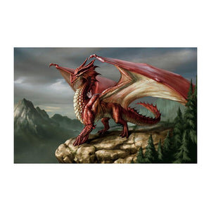 Roter Drache - voller runder Diamant - 30x40cm