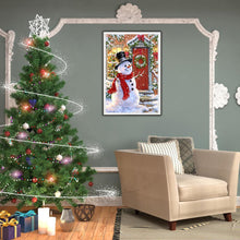 Lade das Bild in den Galerie-Viewer, Weihnachten Schneemann - voller runder Diamant - 40x30cm
