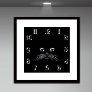 Uhr Katze - volle Diamant-Malerei - 30x30cm