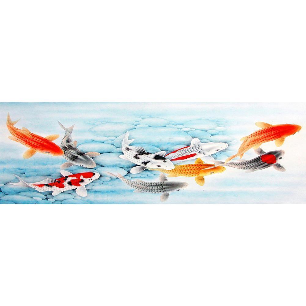 Glückliche Fische - volle Runde Diamant-Malerei - 80x30cm