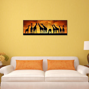 Sonnenuntergang Giraffen - volle Runde Diamant-Malerei - 80x30cm