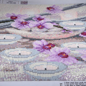 Kerze Blume - voller quadratischer Diamant - 30x35cm
