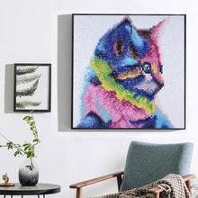 Lade das Bild in den Galerie-Viewer, Farbe Katze - voller quadratischer Diamant - 25x25cm
