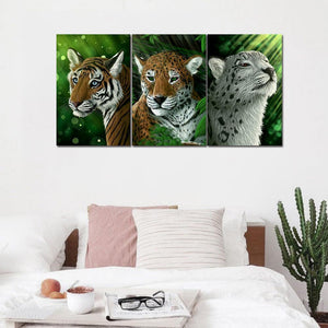 3pcs Tiger - voller quadratischer Diamant - 80x40cm