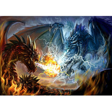 Lade das Bild in den Galerie-Viewer, 2 Drachen Duell - voller quadratischer Diamant - 30x40cm
