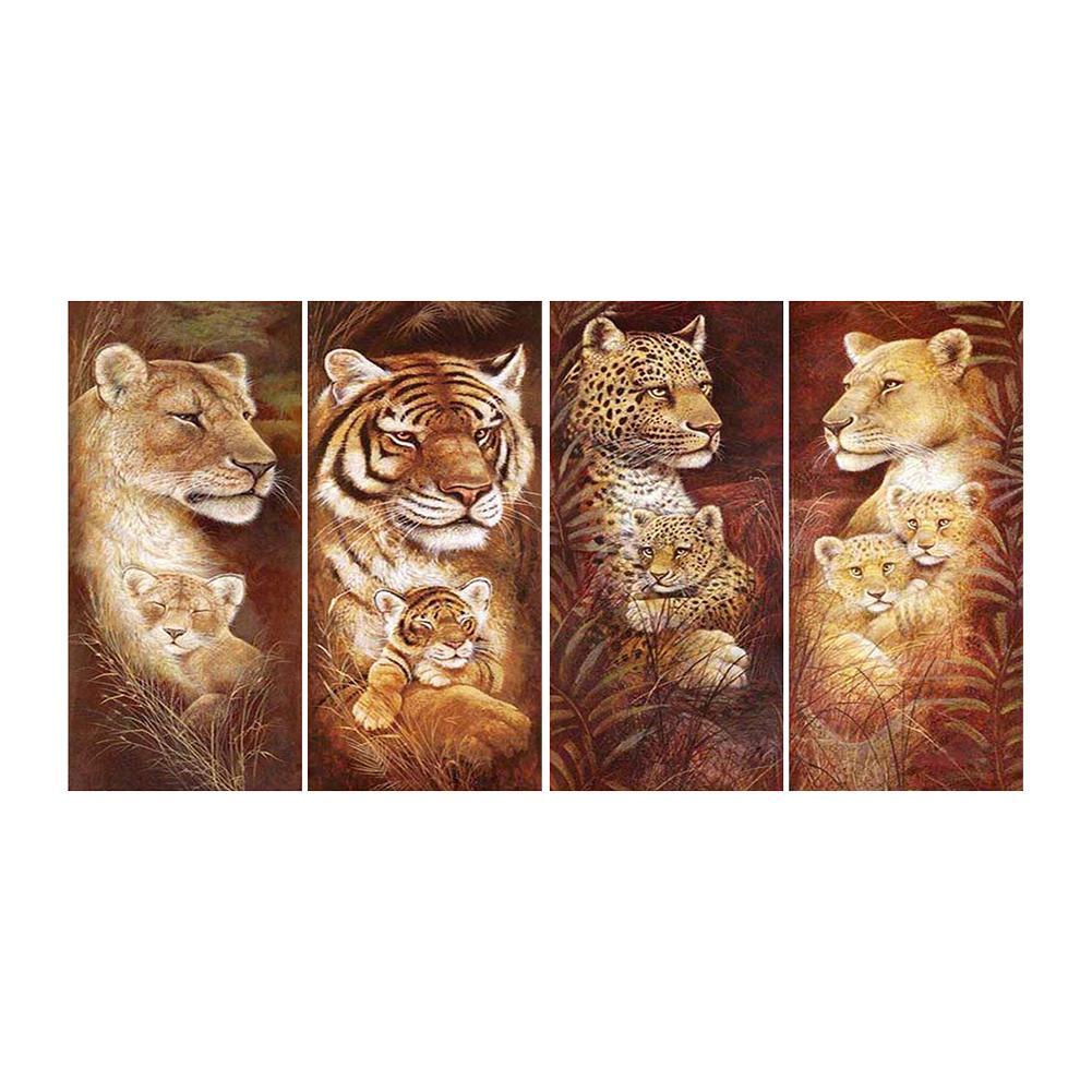 4pcs Tiger - voller quadratischer Diamant - 80x40cm