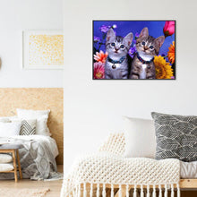 Lade das Bild in den Galerie-Viewer, Katzen - voller runder Diamant - 40x30cm
