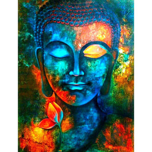 Retro Buddha - voller runder Diamant - 40x30cm