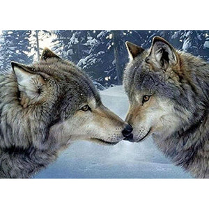 Küssen Wölfe - volle Diamant-Malerei - 40x30cm