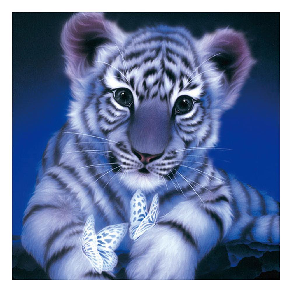 Tiger - voller quadratischer Diamant - 30x30cm