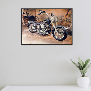 Motorrad - voller quadratischer Diamant - 40x30cm