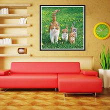 Lade das Bild in den Galerie-Viewer, Katzen Familie - voller runder Diamant - 30x30cm
