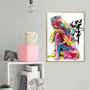 Bunte Buddha - volle Diamant-Malerei - 40x30cm