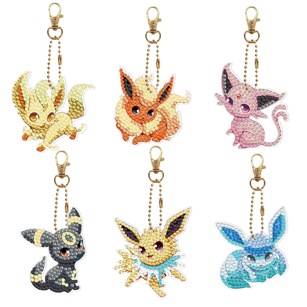 6pcs Anime Pokemon doppelseitig -DIY Craft Schlüsselanhänger