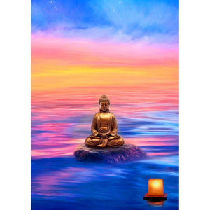 Buddha-Statue - voller runder Diamant - 30x40cm