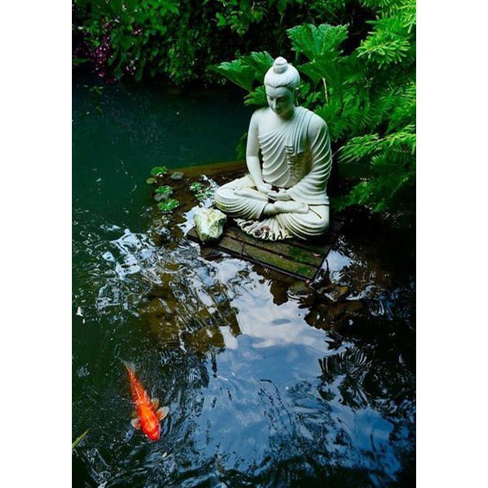 Buddha-Statue - voller runder Diamant - 30x40cm