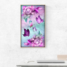 Lade das Bild in den Galerie-Viewer, Blumenschmetterling - voller runder Diamant - 30x48cm
