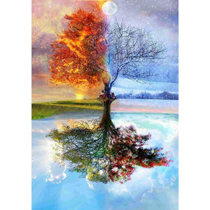 Hängender Baum - voller runder Diamant - 40x60cm