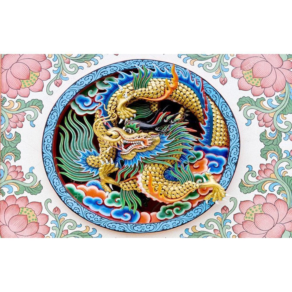 Chinesischer Drache - voller runder Diamant - 40x60cm