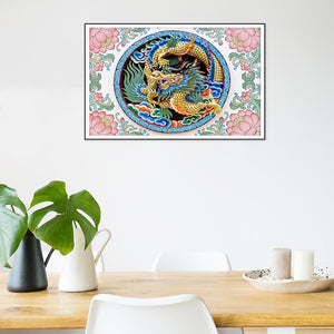 Chinesischer Drache - voller runder Diamant - 40x60cm