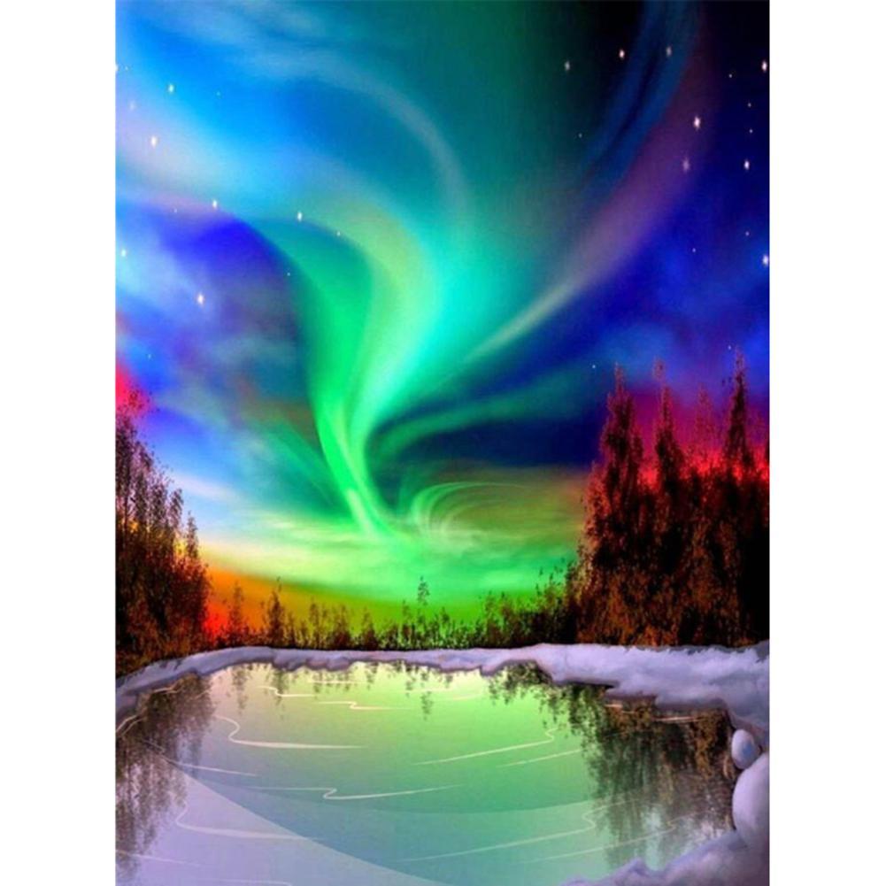 Aurora Landschaft - voller runder Diamant - 40x30cm