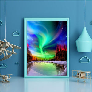 Aurora Landschaft - voller runder Diamant - 40x30cm