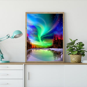 Aurora Landschaft - voller runder Diamant - 40x30cm