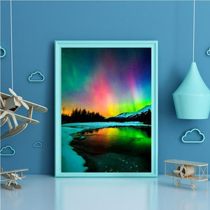 Aurora Landschaft - voller runder Diamant - 40x30cm