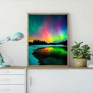 Aurora Landschaft - voller runder Diamant - 40x30cm