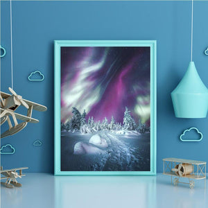 Aurora Landschaft - voller runder Diamant - 40x30cm