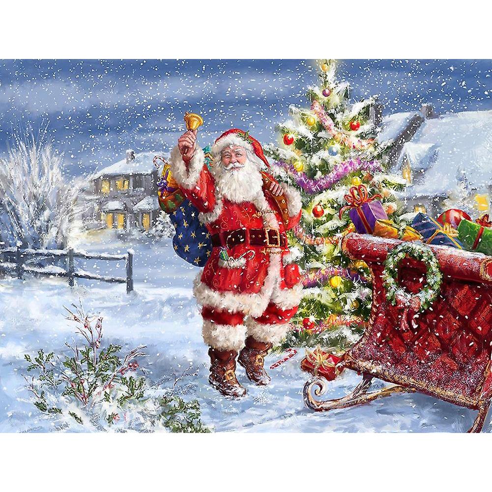 Santa claus - voller runder Diamant - 40x30cm