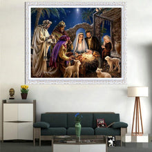 Lade das Bild in den Galerie-Viewer, Geburt von Jesus - voller runder Diamant - 40x30cm
