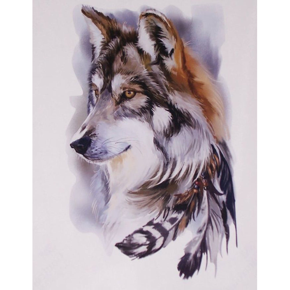 Wolf - runder runder Diamant - 30x40cm